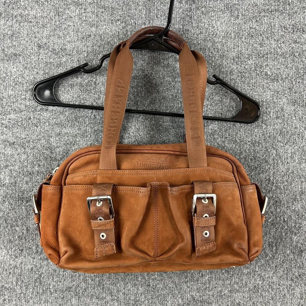 Vintage Longchamp Kate Moss Leather Shoulder Bag Brown Leather Satchel Purse Y2K